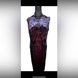 Asian style cheongsam ankle length dress